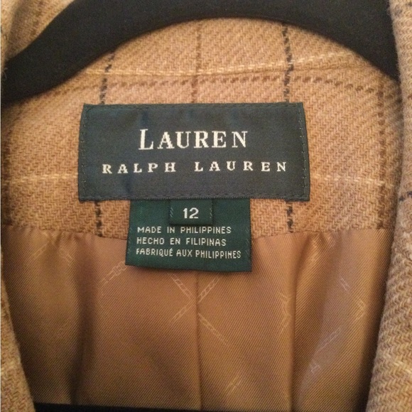 EUC Lauren Ralph Lauren tan lambswool plaid blazer.Sz 12 Purchased/never worn - Picture 9 of 15